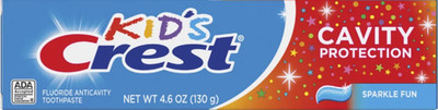 CREST Kid's CAVITY Protection 'Sparkle Fun' Flouride Anticavity Toothpaste 260gr