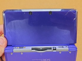Nintendo 3DS Midnight Purple Tested *Some Damage* W/ Charger * SEE PICS