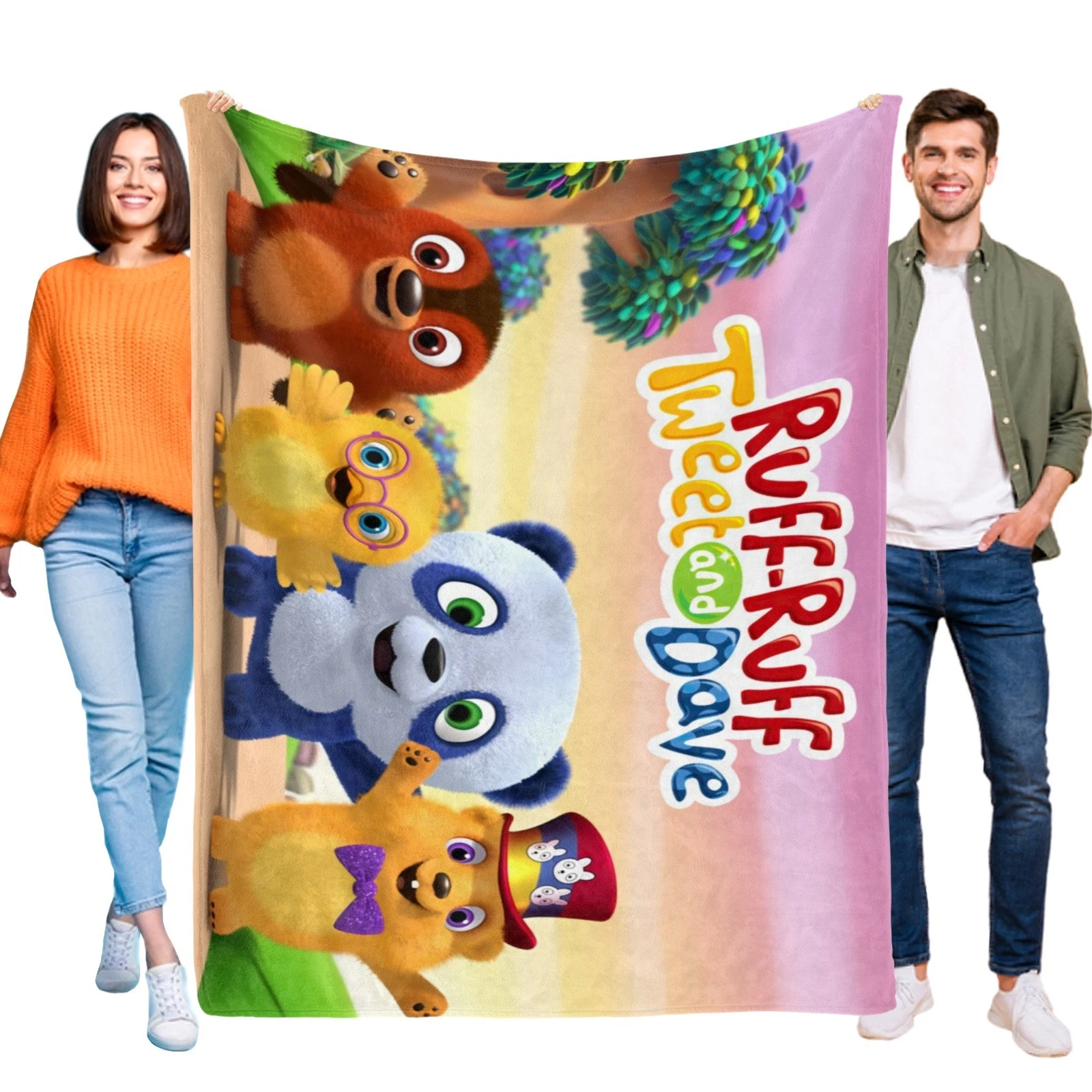 Ruff-Ruff, Tweet and Dave Blanket Soft Flannel Bed Sofa Throw Gift