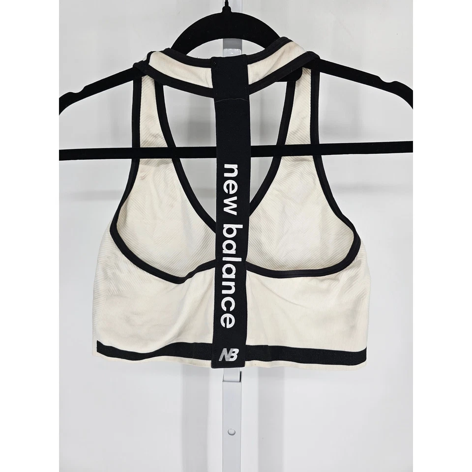 New Balance Womens Sz XL Medium Impact Sports Bra White Black - Image 2 of 3