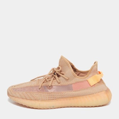 Yeezy x Adidas Boost 350 V2 Clay Size 47.5 Orange Knit Fabric Lace Up Sneakers