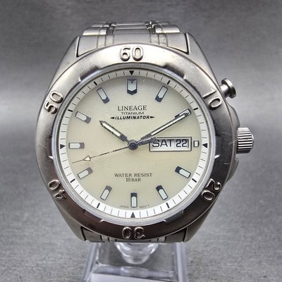 Casio Lineage Watch Men 37mm White Dial Titanium Daydate LIN-106 New Battery