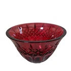 Waterford Ruby Red Cut Crystal Bowl – Lismore Diamond Pattern Ireland Signed