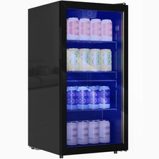 93L Drinks Fridge with Glass Door & LED Light - 115 Cans - Beer Fridge