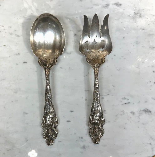 Antique Reed & Barton Sterling Silver Salad Set In Love Disarmed Pattern