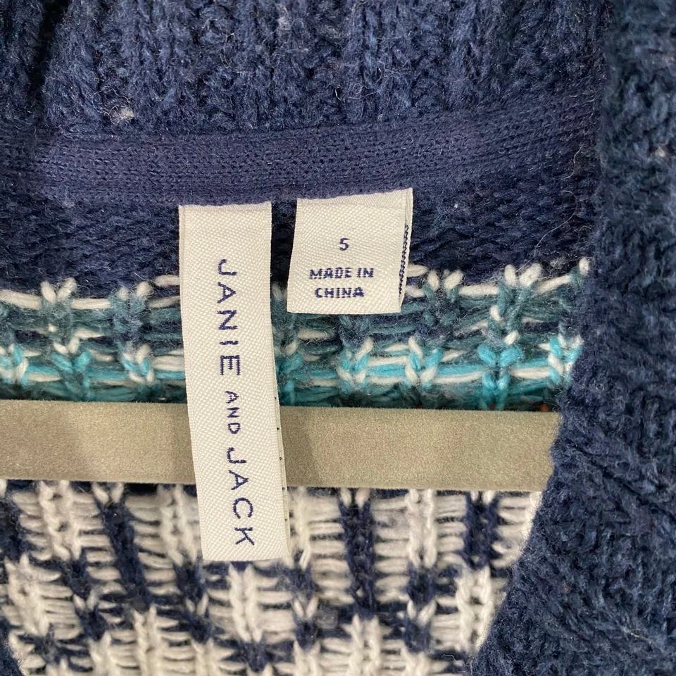 Janie & Jack Boy's Multicolor Fair Isle Button Up Cardigan Size 5 - Image 4 of 4