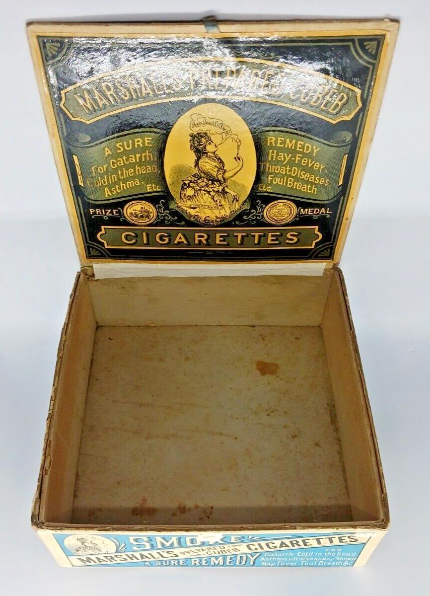 1900's Marshall's Prepared Cubeb Medical Cigarettes Box