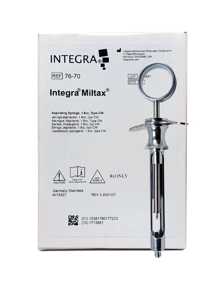 Integra Miltex - аспирационные шприцы в стиле CW 1,8 см3 #76-70 - Изображение 2 из 3