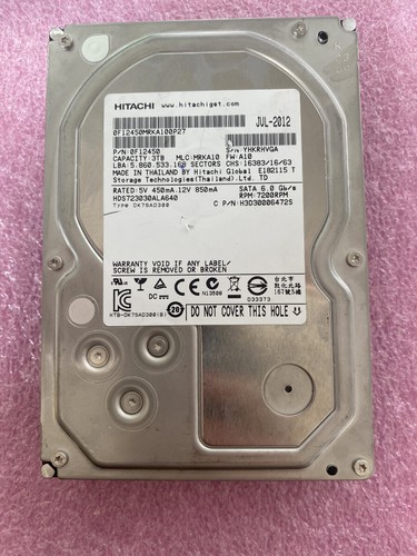 HITACHI 3TB HDS723030ALA640 0F12450 7.2K RPM SATA 6GBPS 3.5" HDD Hard Drive