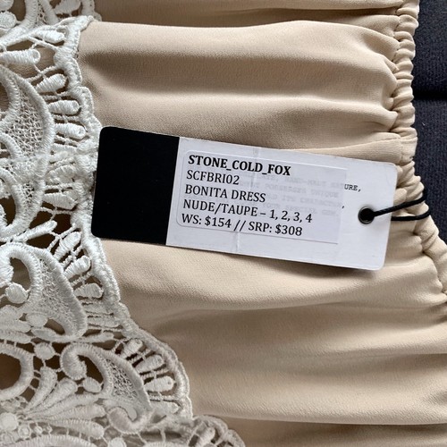 NWT Gorgeous Stone Cold Fox Bonita Crochet Silk Dress Blush/Taupe - 3 - Picture 12 of 12