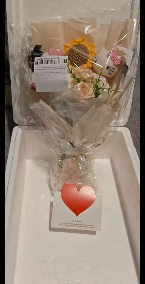 Bouquet Hello Kitty Kawaii avec fleurs artificielles – Cadeau mignon 🎁🌸🐱💐 - Photo 4/4