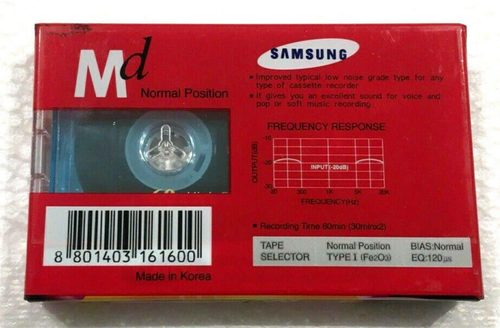 SAMSUNG MD 60 Vintage Audio Cassette Cinta en Blanco Sellado Hecho en Corea Tipo I - Imagen 2 de 2