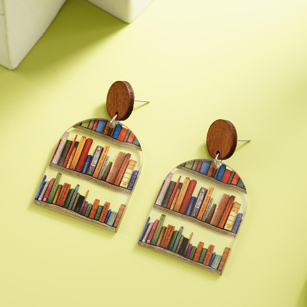 NEWEI Acrylic Book Stack Earrings - Retro Vintage Dangle Jewelry For Book Lovers & Teachers - View #11