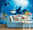 Blue Wallpaper for kids bedroom Ocean Life 151x102 inch Killer Whale fish sea