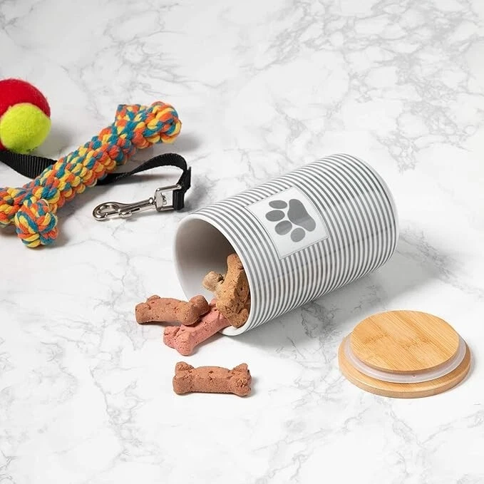 Colección de mascotas de cerámica Paw & Patch, bote de golosinas, 4x6,5, gris Foto 2 de 3