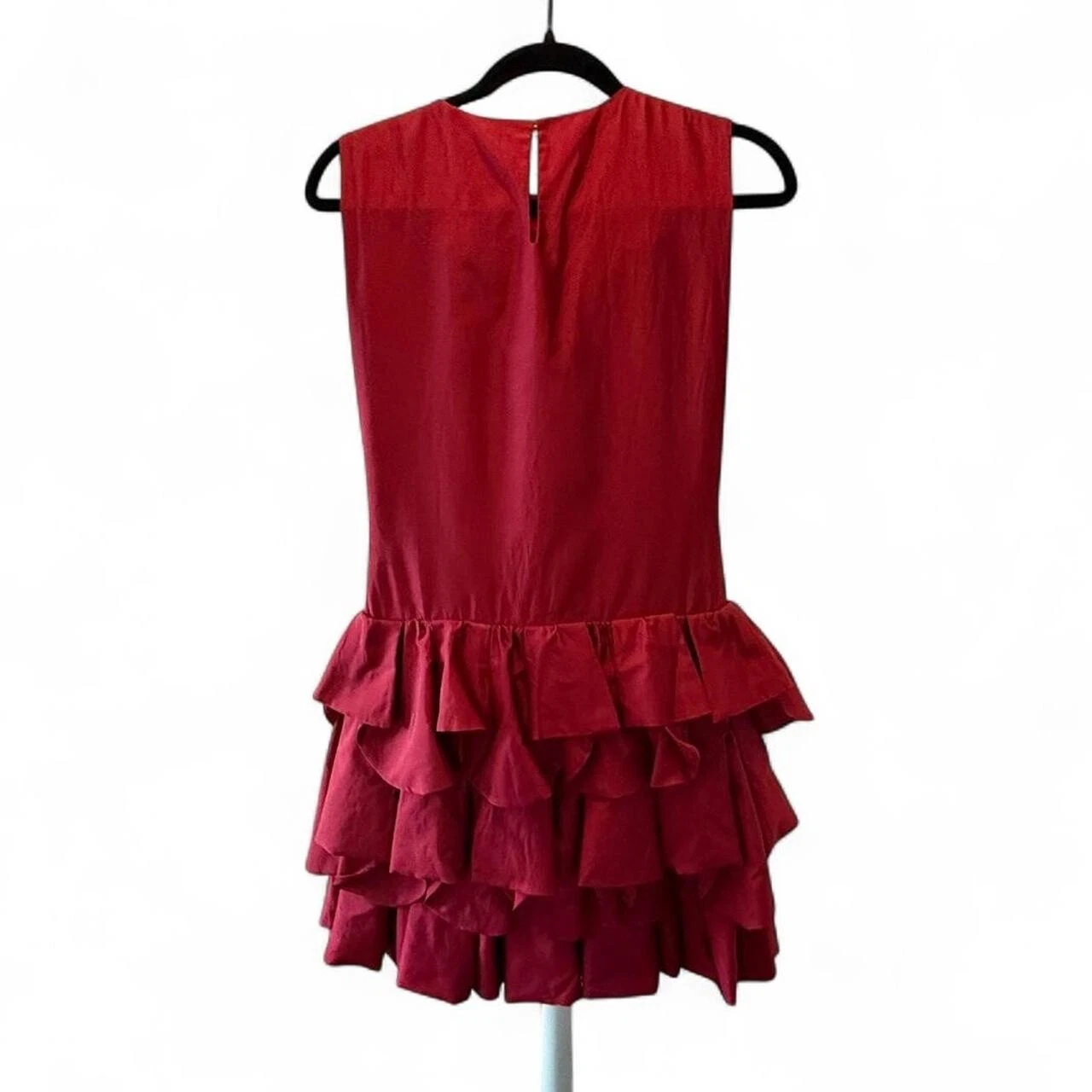 Mini abito vintage anni 80 ispirato Moschino rosso seta con volant