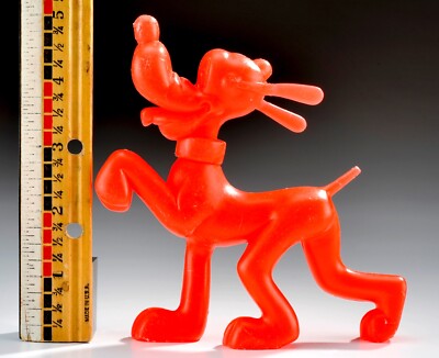 Vintage 1971 Marx & Co Pluto Toy Figure Plastic Red Walt Disney Prod USA 5''x5''