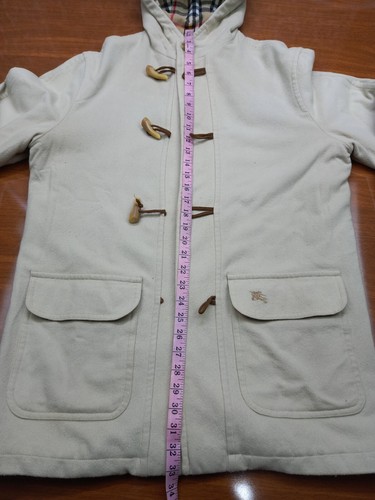 Vintage BURBERRY Duffle Coat Hooded winter Coat Nova Check Kids BOY Wool Size 18 - Picture 14 of 17