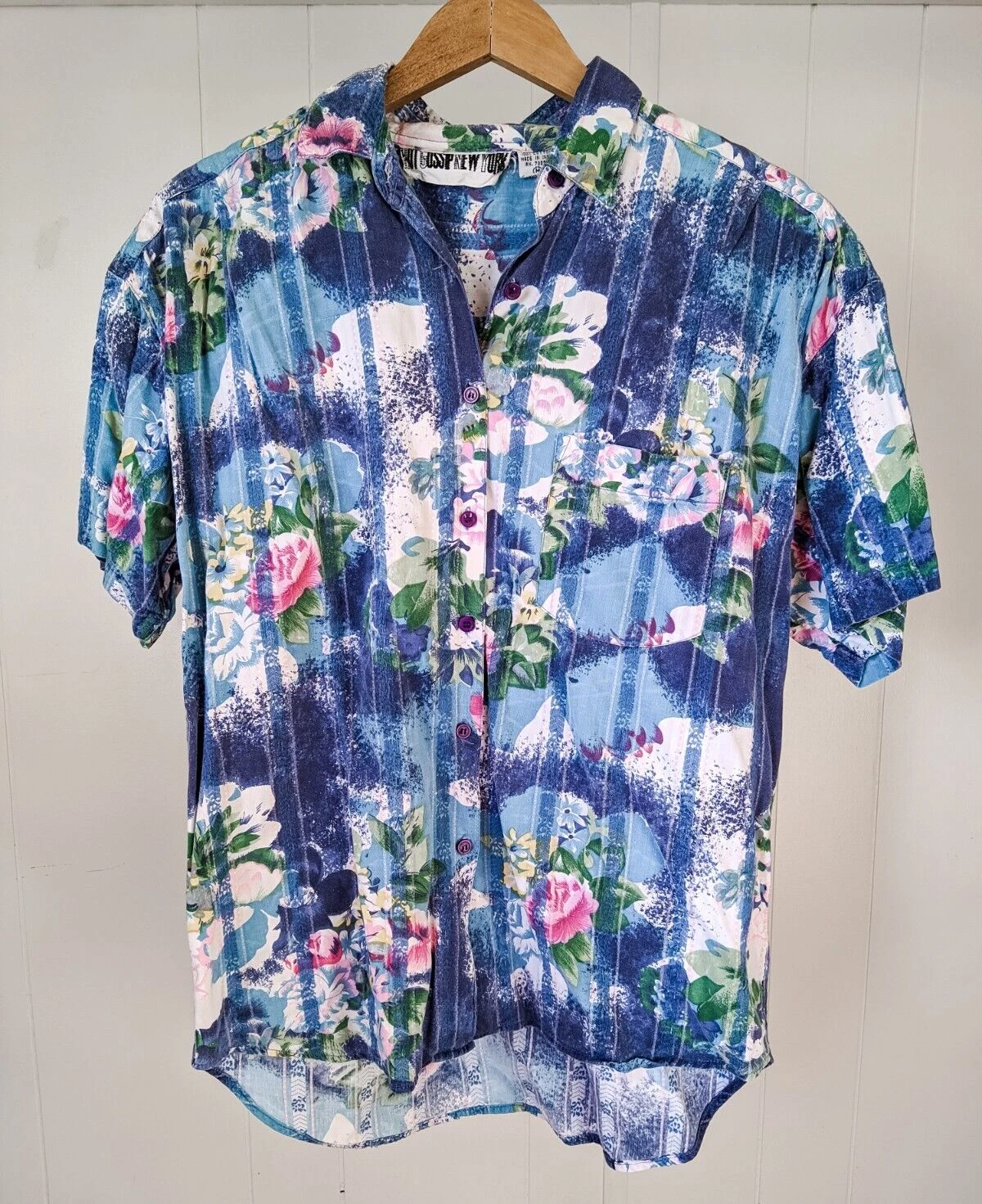 Hot Gossip NY New York Cotton Short Sleeve Shirt Summer Hawaiian Size M Medium