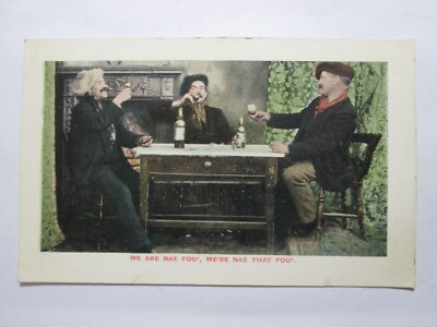 Drei schottische Männer genießen einen Whisky Vintage Postkarte K39