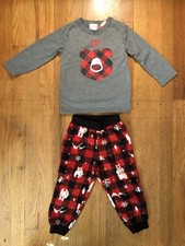NWT Wondershop Toddler Holiday Buffalo Bear Matching Pajama Set Size 2T Fleece