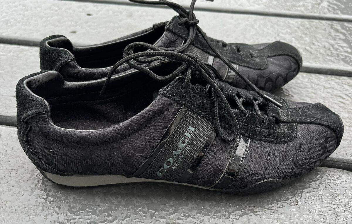 Coach New York Black/Logo Women's Lace-up Sneakers Shoes Coach New York Black/Logo Women's Lace-up Sneakers Shoes