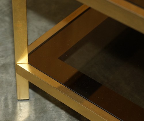 PAIR OF CIRCA 1960 FEDAM MID CENTURY MODERN BRASS & GLASS SIDE TABLES PART SUITE - Picture 10 of 18