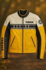 Yamaha Racing Yellow Leather Motorcycle Jacket – Real Cowhide Biker Jacket