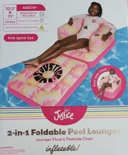 Justice 2-in-1 Foldable Pool Lounger - Lounger Float Poolside Chair - Pink NEW