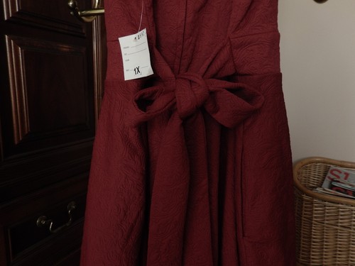 IXIA Fancy Maroon Textured Cocktail Party Dress Fit and Flare BNWT SIZE 1X - Picture 22 of 24