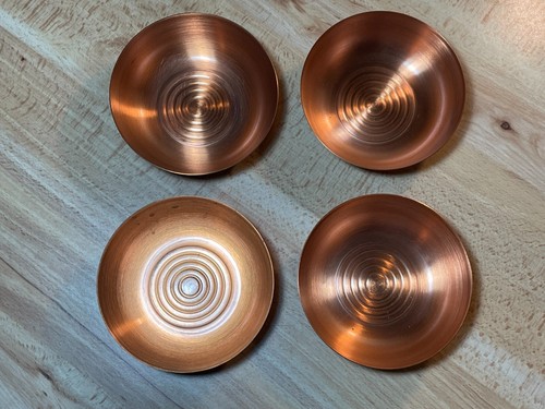 Lote de 4 utensilios de cocina redondos pequeños con tapa caja baratija cuenco de cobre vintage - Imagen 8 de 21
