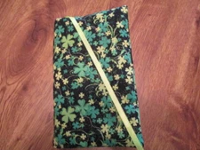 Night Time Lucky 4 Leaf Shamrocks Print Handmade Quilted Regular Size Book Cover