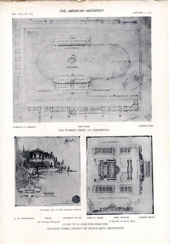 1911 Antique Architectual Print Aerodrome Warren Prize Clarence Pierpont art - Picture 2 of 2