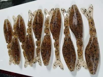 TEXJET CHATTERBAIT,BLADED JIG,SWIM JIG TRAILER-4' (PUMPKIN PEPPER)10 PACK GARLIC+SALT