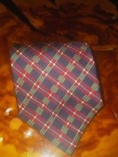Tommy Hilfiger Men's Silk Tie Tartan Plaid To Yellow Blue.Crest Inside 4 X 60