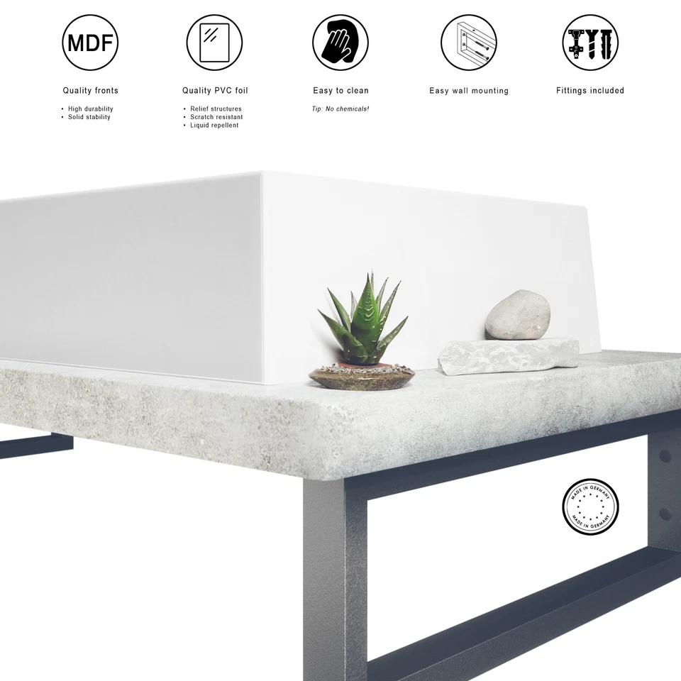 Waschtisch Badmöbel Waschbecken mit Waschtischplatte und Metall-Halterung Nizza - Bild 3 von 4