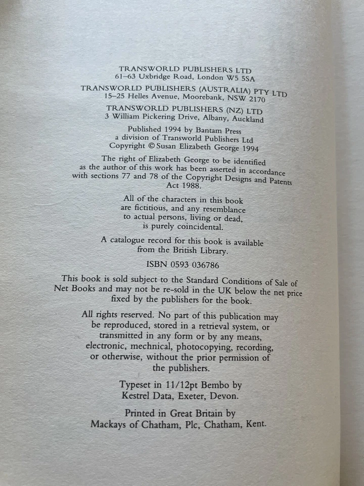 Signed First Edition, Playing For The Ashes by Elizabeth George, 1994 - Image 3 of 4