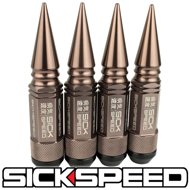SICKSPEED 4PC BRONZE SPIKED ALUMINUM EXTENDED 108MM 3PC LUG NUTS 12X1.25 L15 eBay