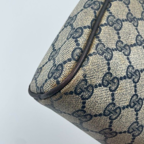 Vintage GUCCI Sherry line GG pattern clutch bag PVC leather navy authentic - Picture 8 of 15
