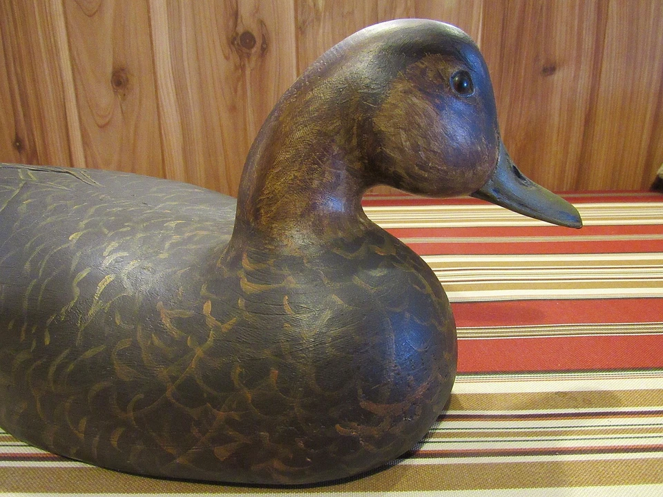 Señuelo de pato negro cabeza girada pato funcionando tallador de pintura original Danny Lee Heuer Foto 4 de 4