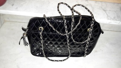 Umhängetasche schwarz Lack Damen Tasche Bag Sac Schultertasche TOP
