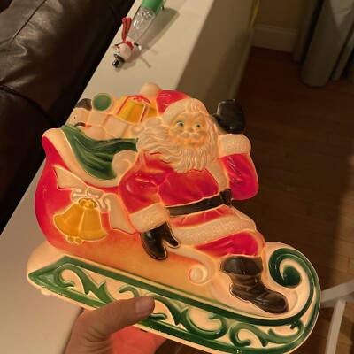 Vintage 1970 Empire Blow Mold Santa with Sleigh Lighted Christmas ...