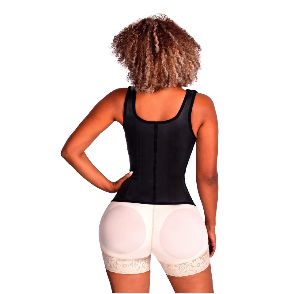 Chaleco Entrenador Cintura Látex Colombiano con 3 Ganchos - Alta Compresión Faja Foto 3 de 4