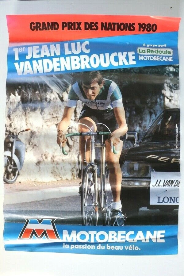 AFFICHE CYCLE MOTOBECANE Bleue MBK GD PRIX NATIONS 1980 Jean Luc