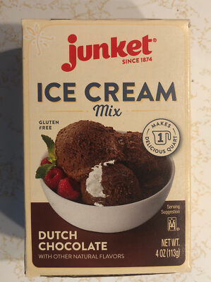 Junket Ice Cream Mix : Dutch Chocolate 4 0z. Mix,  Best by 2024