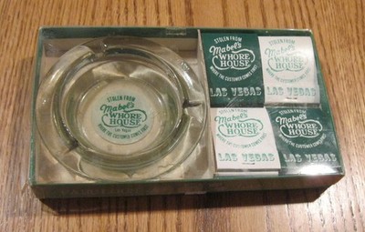 VINTAGE  STOLEN FROM MABEL'S WHORE HOUSE  LAS VEGAS  ASHTRY & MATCHES SET   NOS