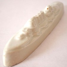 Antique Porcelain Warship Paperweight White Battleship Collectible Used