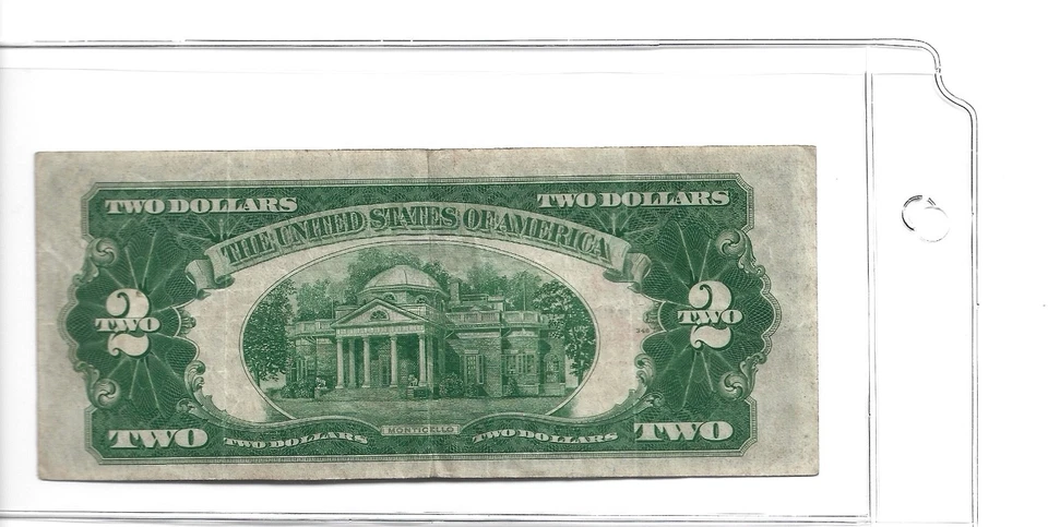 1928 United States $2 Banknote. D series Red Seal.  - Image 2 of 4