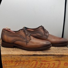 Johnston Murphy Mens 9 M Brown Leather Plain Toe Derby Shoes Sheepskin Brazil