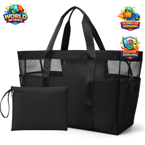 Xxl Strandtasche Mit ReißVerschluss FüR Damen - Badetasche Shopper-image